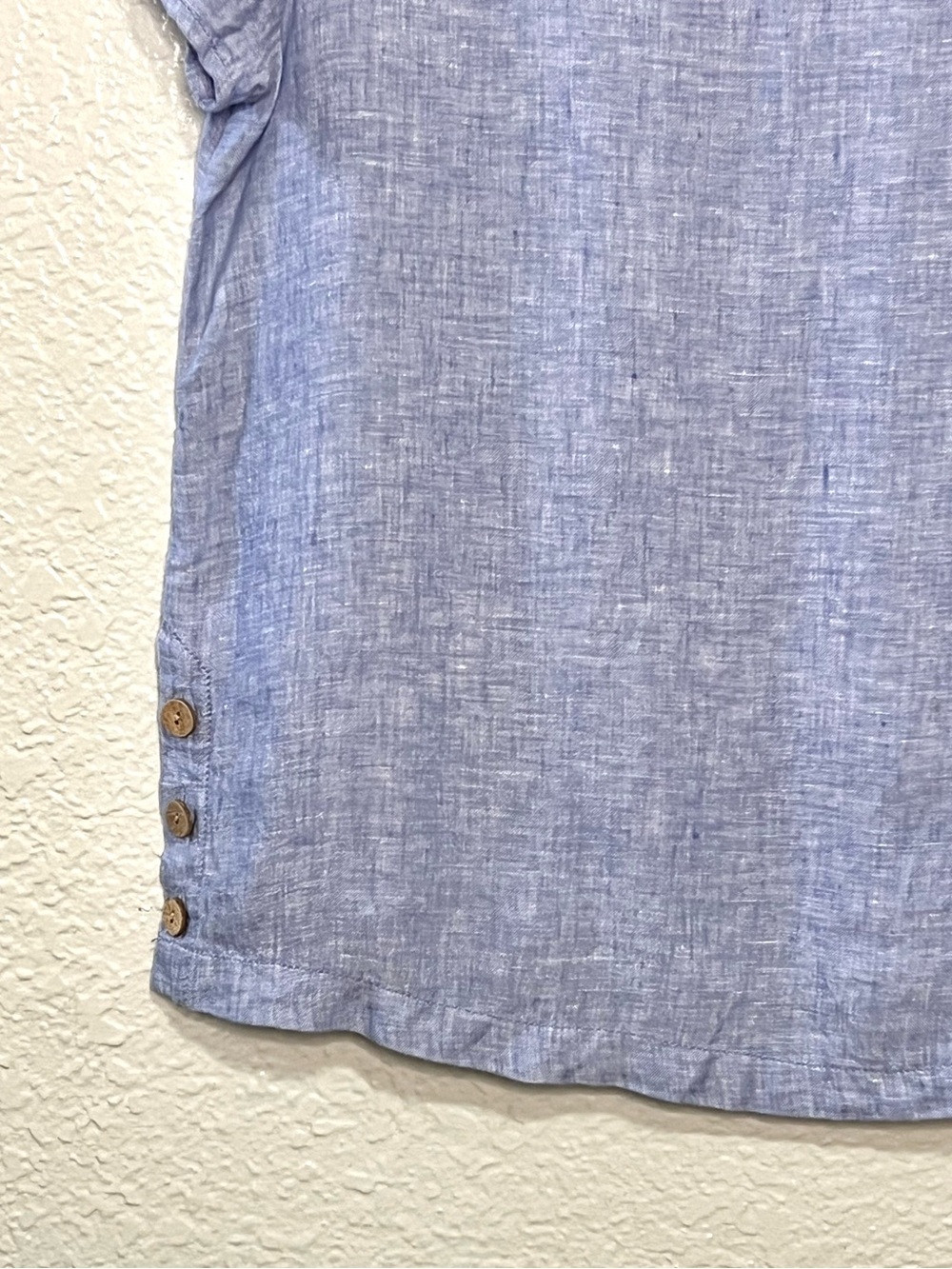 Cynthia Rowley Linen Short Sleeve Button Side Top Blue Casual Summer Blouse S - Picture 6 of 8
